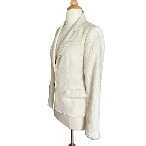 BANANA REPUBLIC Wool Blend Blazer Jacket Two Button Ivory Career Professional, 6 - Picture 5 of 16